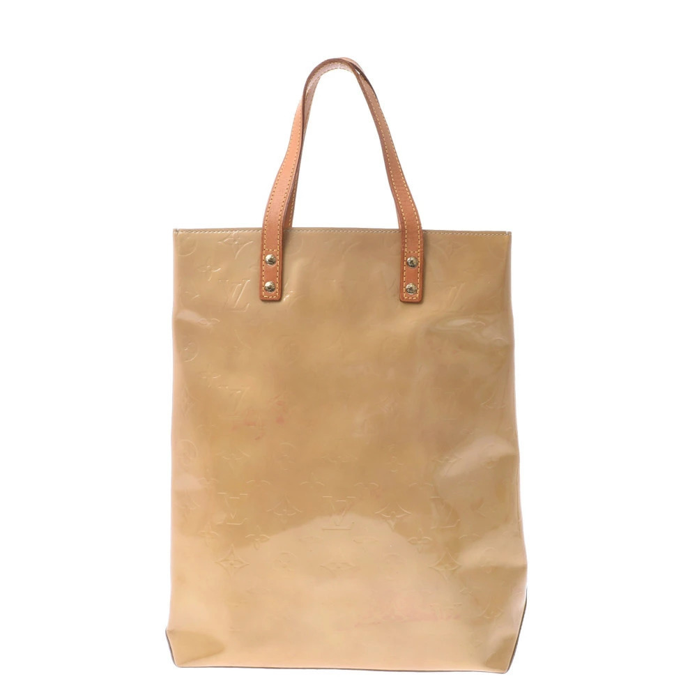LOUIS VUITTON Vernis Lead Tote Bag Beige Monogram Handbag